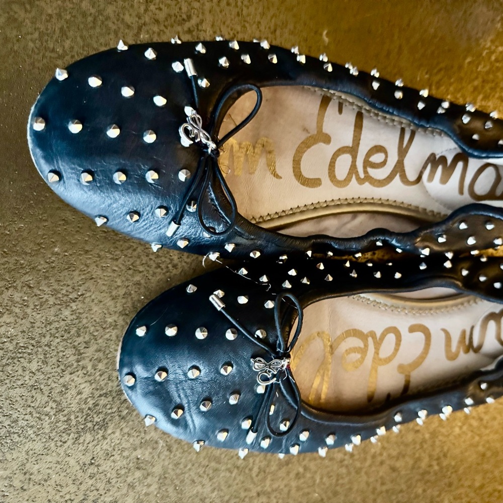 Sam Edelman Black Studded Ballet Flats | Size 10